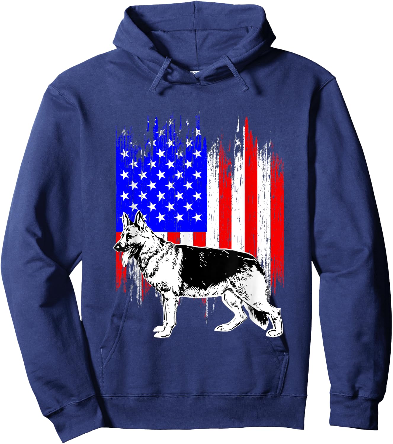 Patriotic German Shepherd American Flag Dog Lover Gift Hoodie - Hoodie | Navy