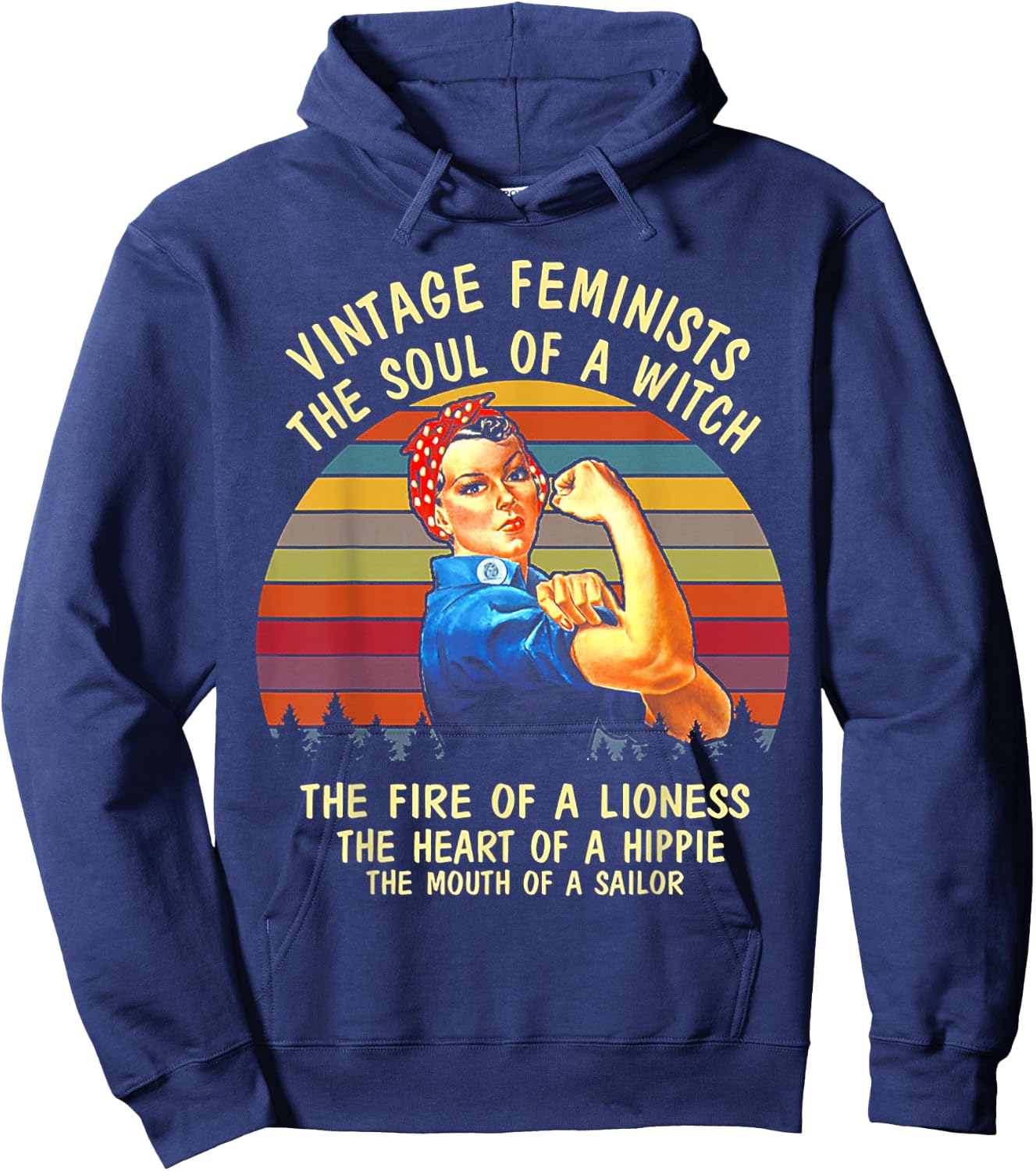 Vintage Feminists The Soul Of A Witch The Fire Of a Lioness Hoodie - Hoodie | Navy