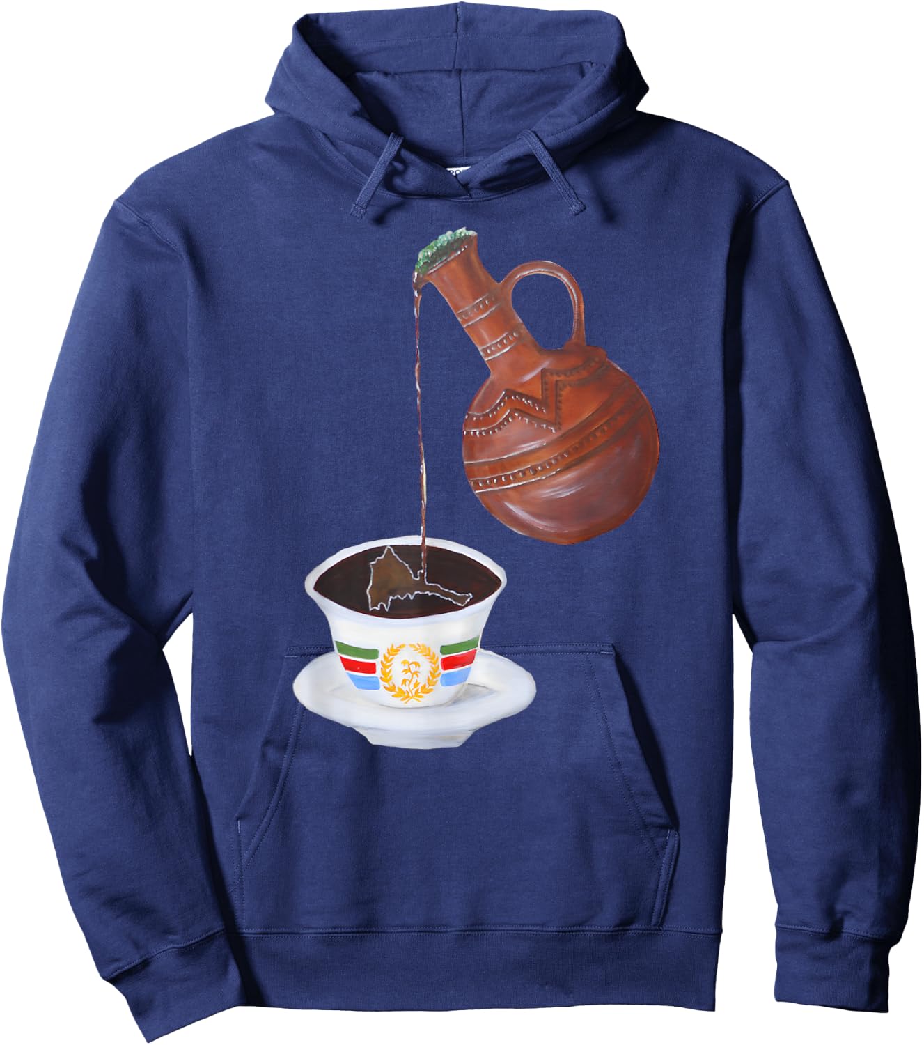 Eritrean Habesha Best Design Eritrean Flag Jebena Coffe Hoodie - Hoodie | Navy