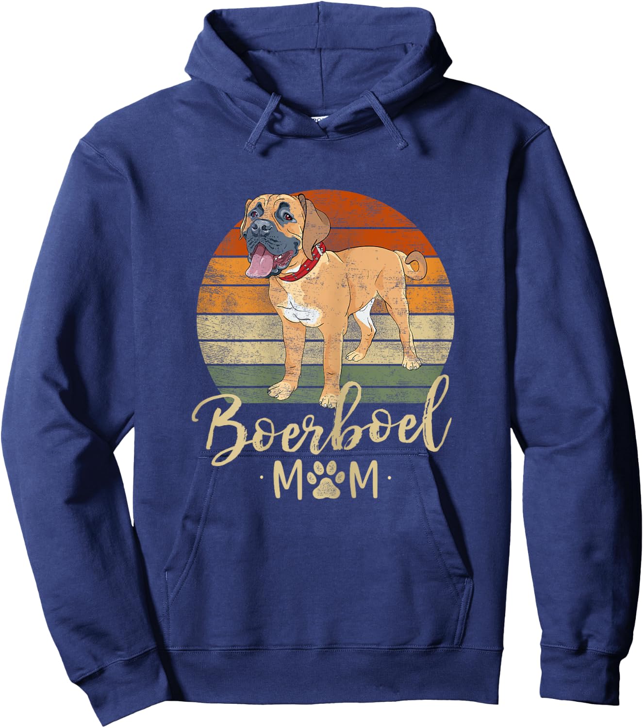 Boerboel Mom Retro Sunset Boerboel Lover Gifts Dog Mama Hoodie - Hoodie | Navy