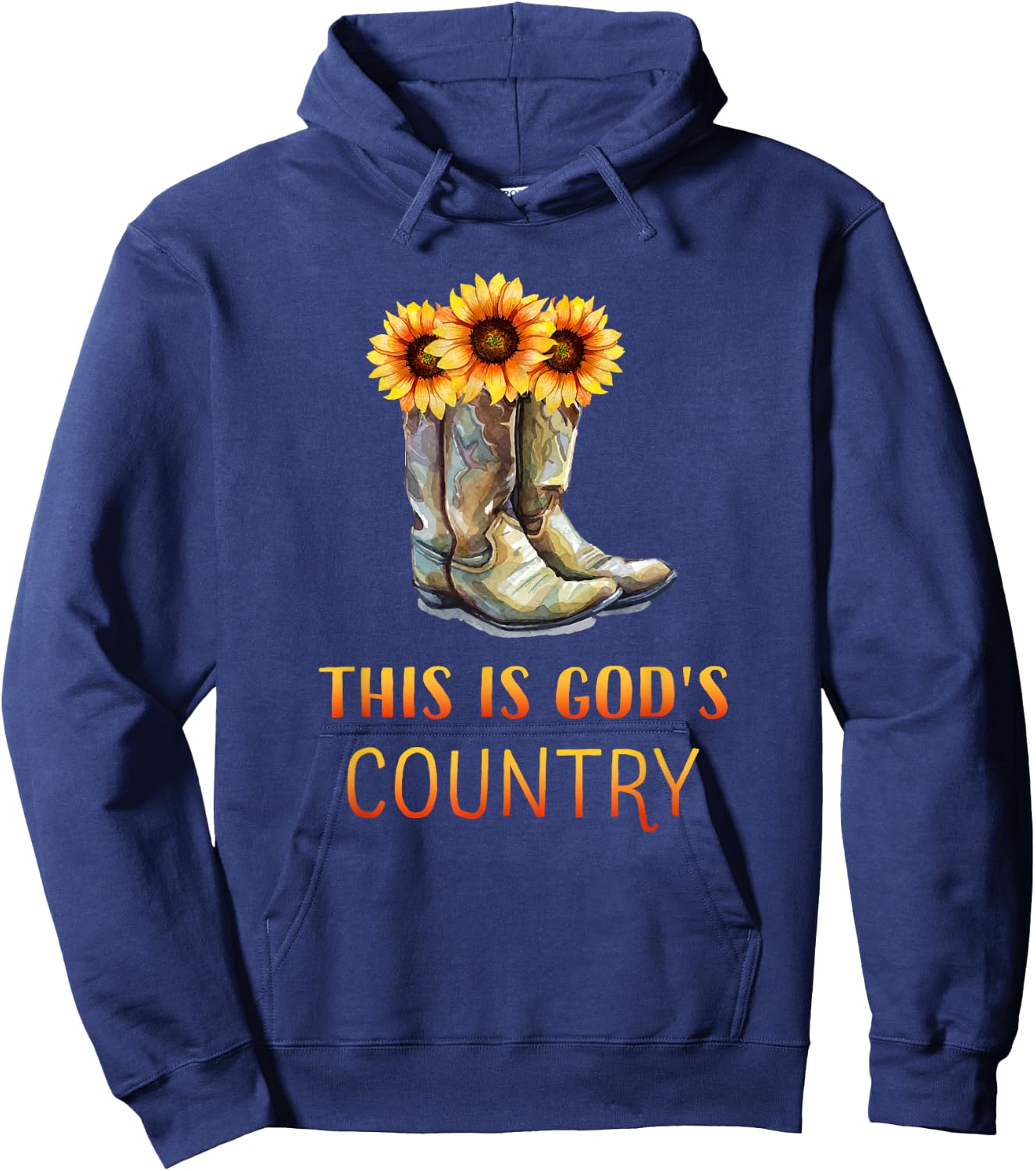Cowgirl Boots - God's Beautiful Country Hoodie - Hoodie | Navy