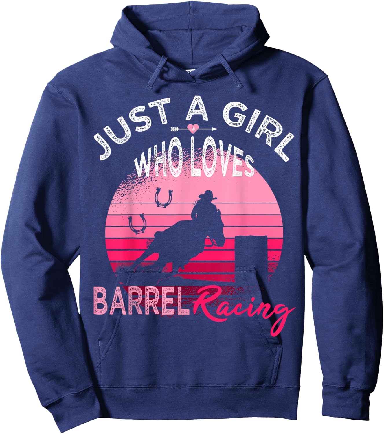 Just a Girl who loves Barrel Racing Horse Rodeo Cowgirl Pink Hoodie - Hoodie | Navy