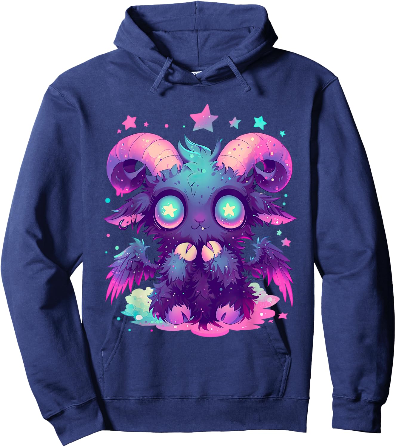 Kawaii Pastel Goth Creepy Cute Witchy Goat Baphomet Hoodie - Hoodie | Navy