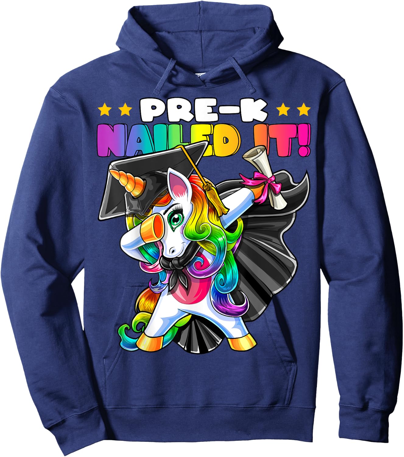 Dabbing Unicorn Pre-K Graduation Cap Gown Diploma Gift Girls Hoodie - Hoodie | Navy