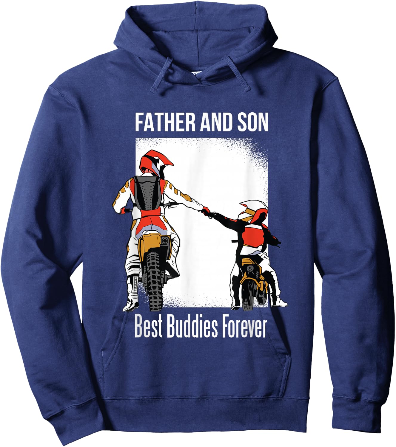 Father's Day Dirt Bike Riding Father and Son Best Buddies Hoodie - Hoodie | Navy