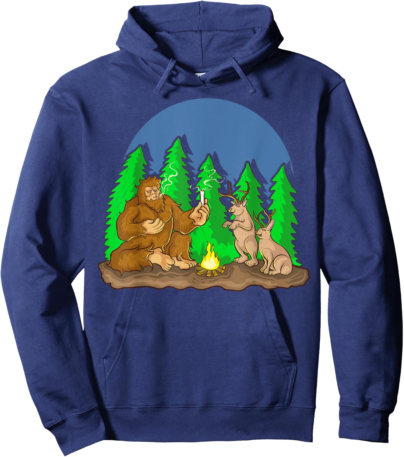 Pot Smoking Bigfoot Jackalope Cryptozoology Shirt Gift Hoodie - Hoodie | Navy