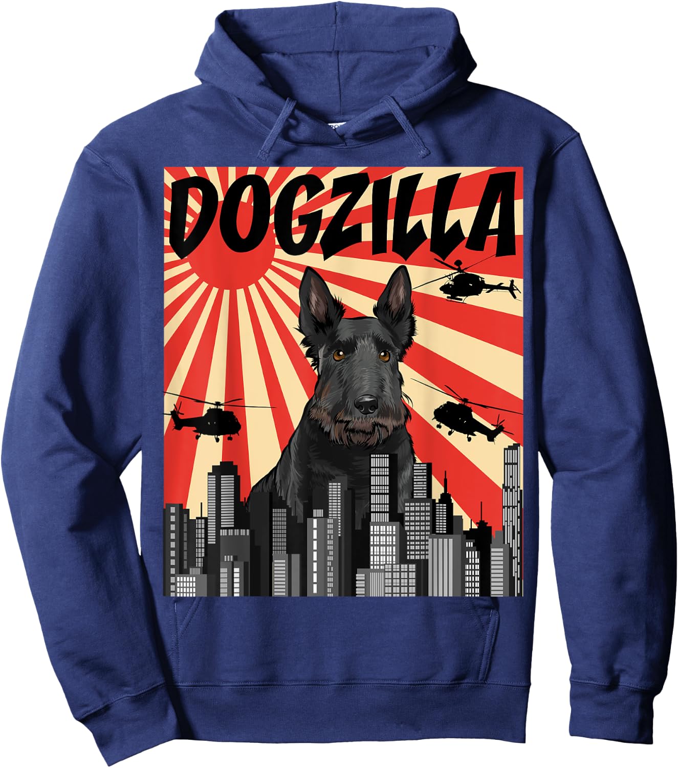Funny Retro Japanese Dogzilla Scottish Terrier Hoodie - Hoodie | Navy