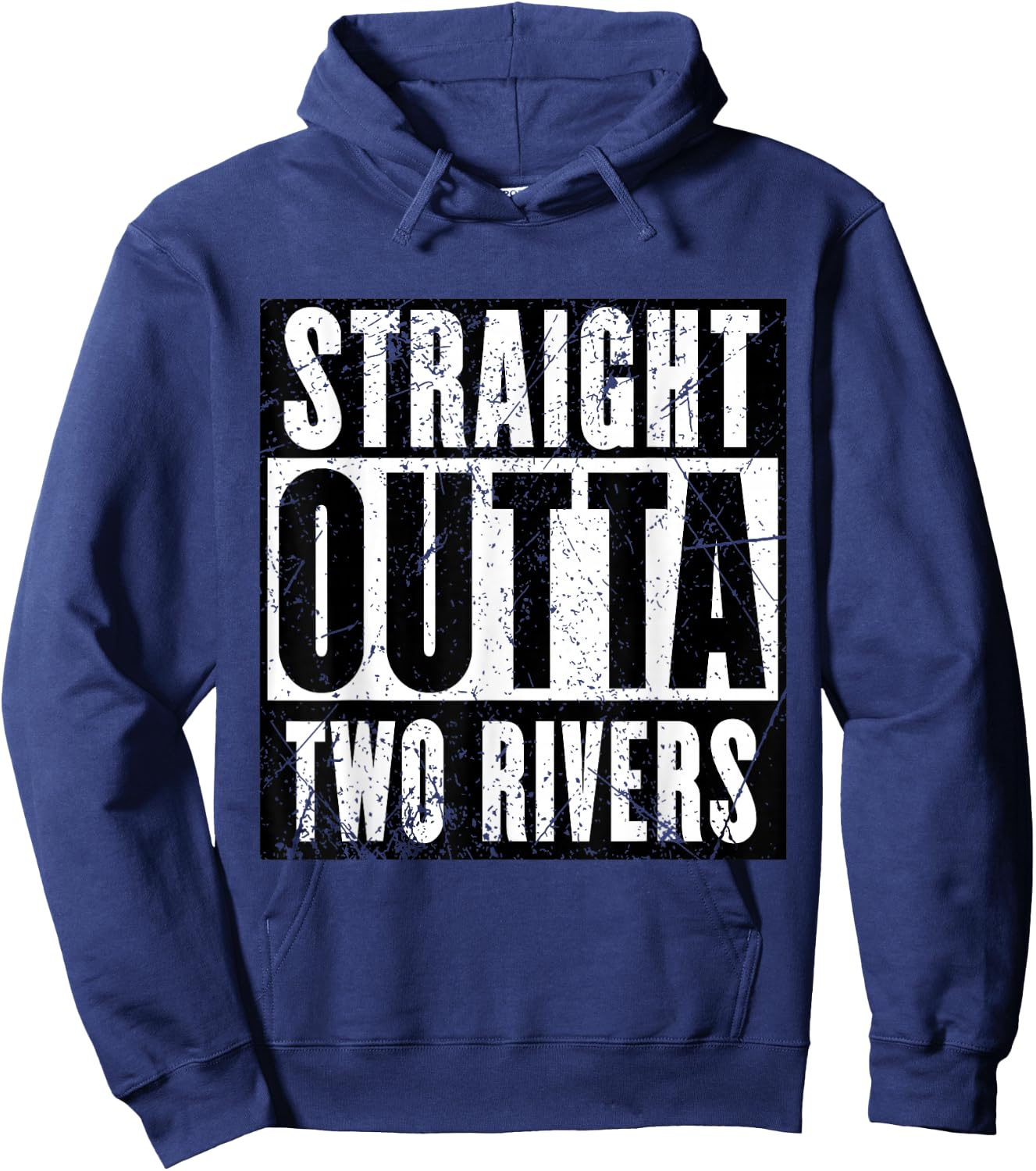 Red Sigil Wheel of Time Straight Outta Two Rivers Distressed Black Small Hoodie - Hoodie | Navy