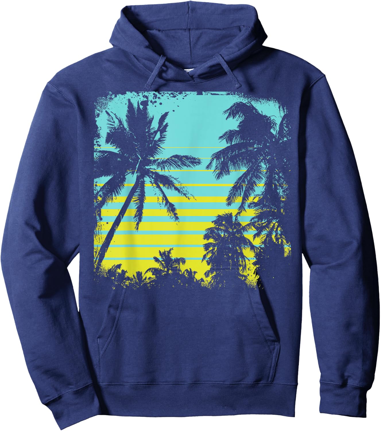 Palm Tree Silhouette Tree design, Vintage Graphic gift Hoodie - Hoodie | Navy