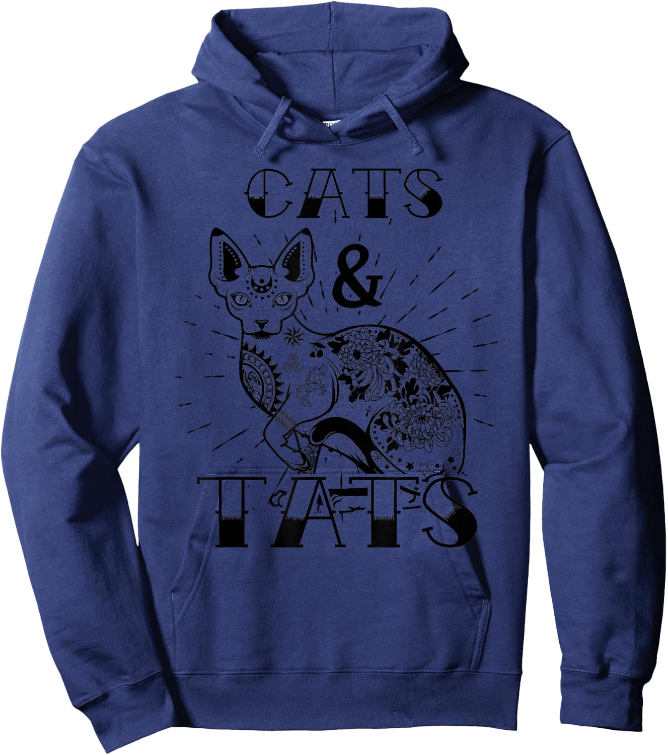 Cats & Tats Cat and Tattoo Lover Gift Hoodie - Hoodie | Navy