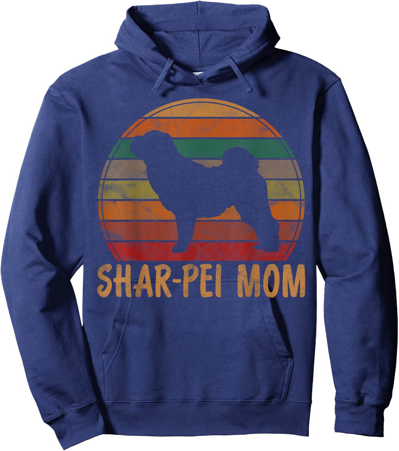 Retro Shar-Pei Mom Gift Sharpei Dog Owner Mother Pet Mama Women Girls Kids Hoodie - Hoodie | Navy