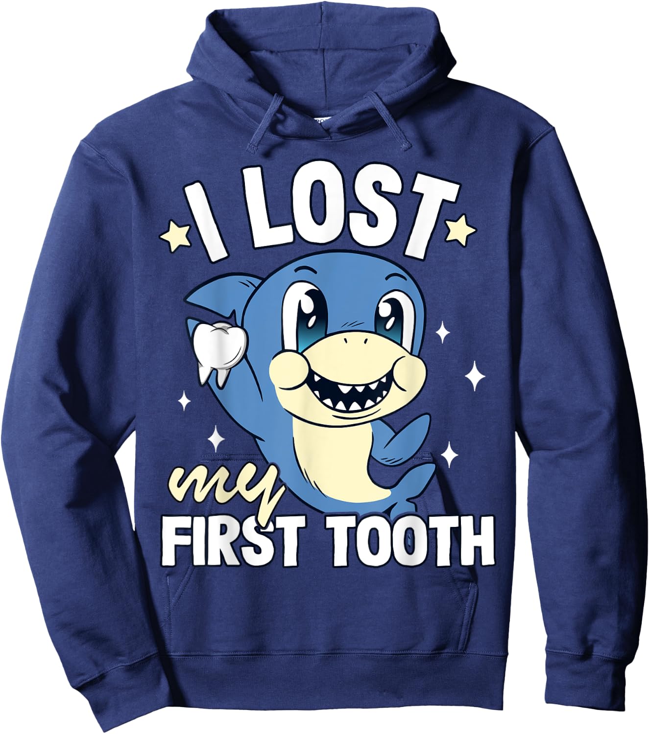 Boys Tooth Fairy Teeth Out Funny Shark I Lost My First Tooth Hoodie - Hoodie | Navy