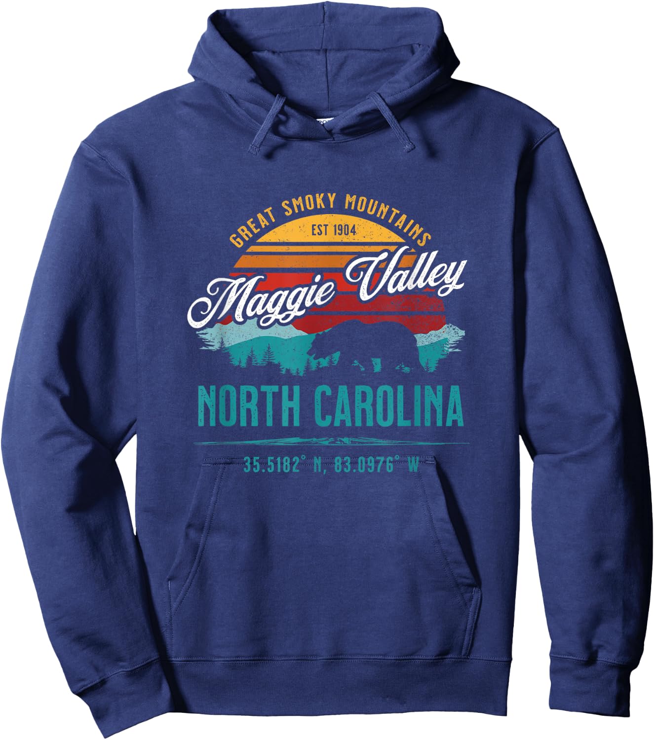 Maggie Valley North Carolina USA Retro Great Smoky Mountains Hoodie - Hoodie | Navy