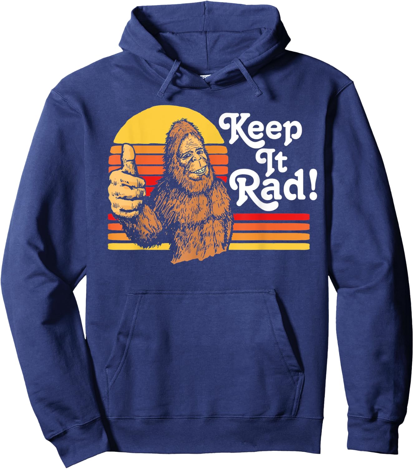 Keep It Rad! Vintage Bigfoot Thumbs Up Funny Vintage Hipster Hoodie - Hoodie | Navy