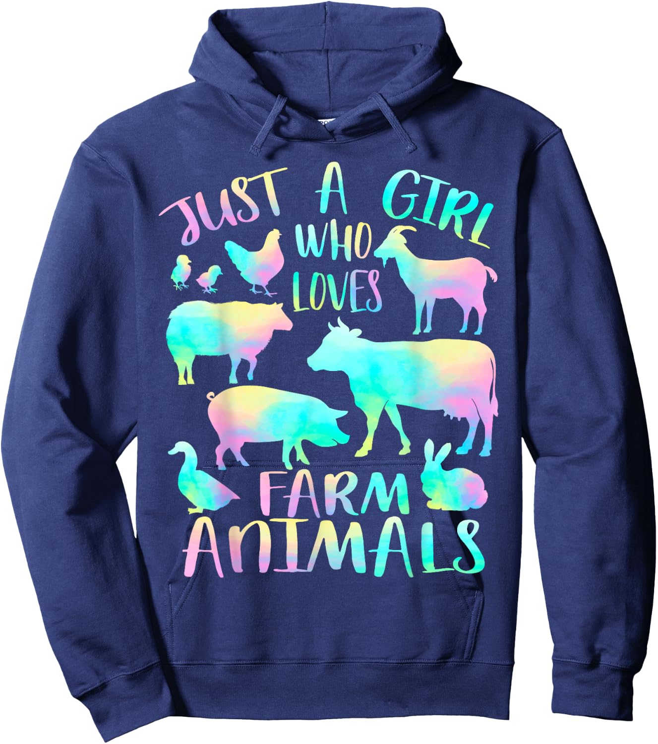 Just a Girl Who Loves Farm Animals - Cows Pigs Goats Lover Hoodie - Hoodie | Navy