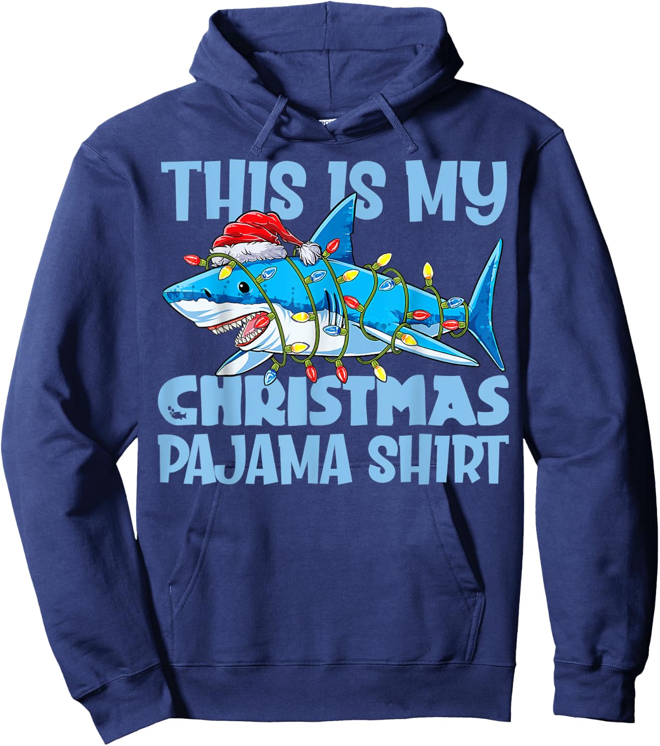 Funny Christmas Shark Fun Pajama Hoodie - Hoodie | Navy