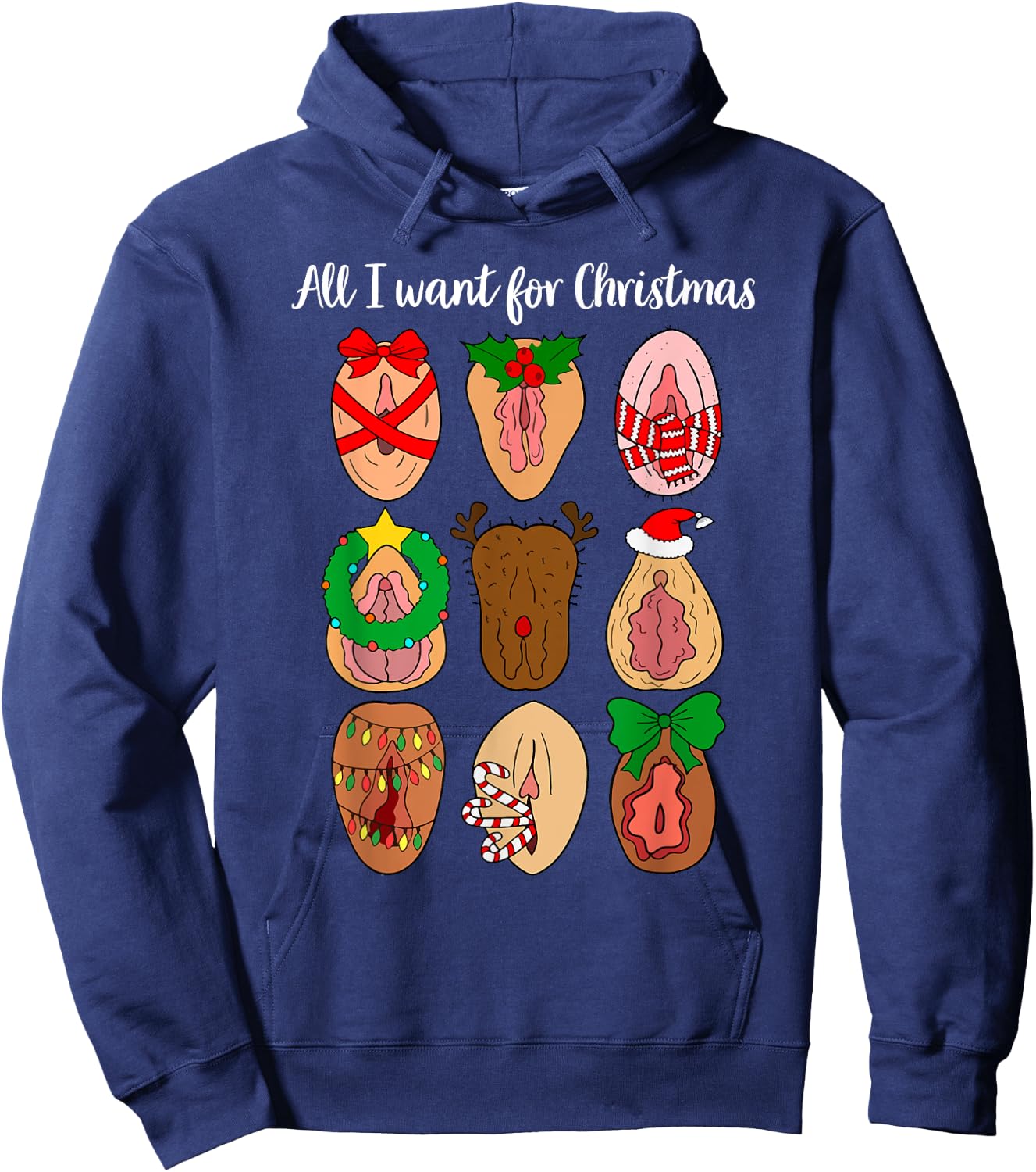 All I Want For Christmas Is D Merry Dickmas Dirty Christmas Hoodie - Hoodie | Navy