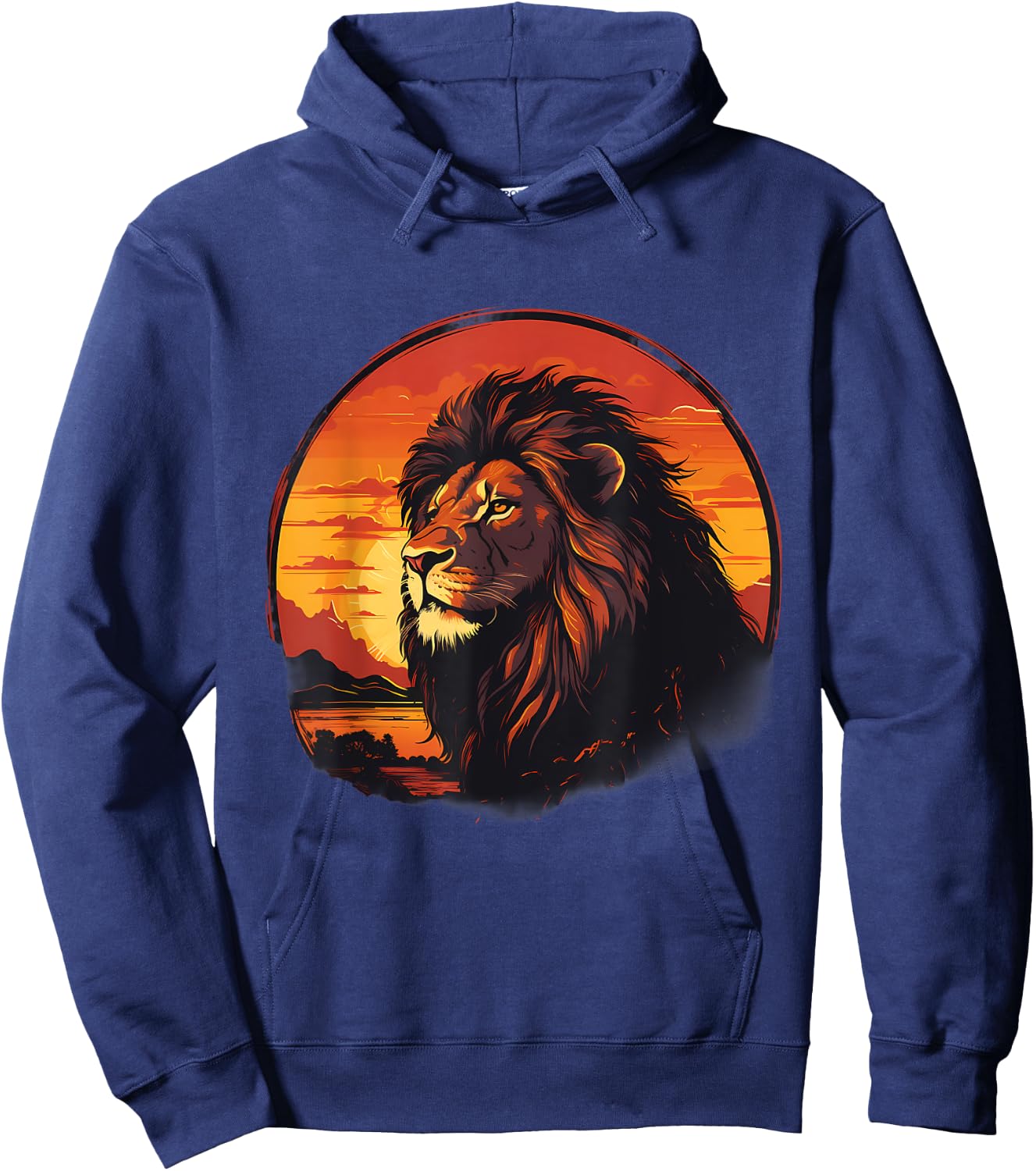 Lion Wildlife Safari African Animal Lovers Savanna Sunset Hoodie - Hoodie | Navy