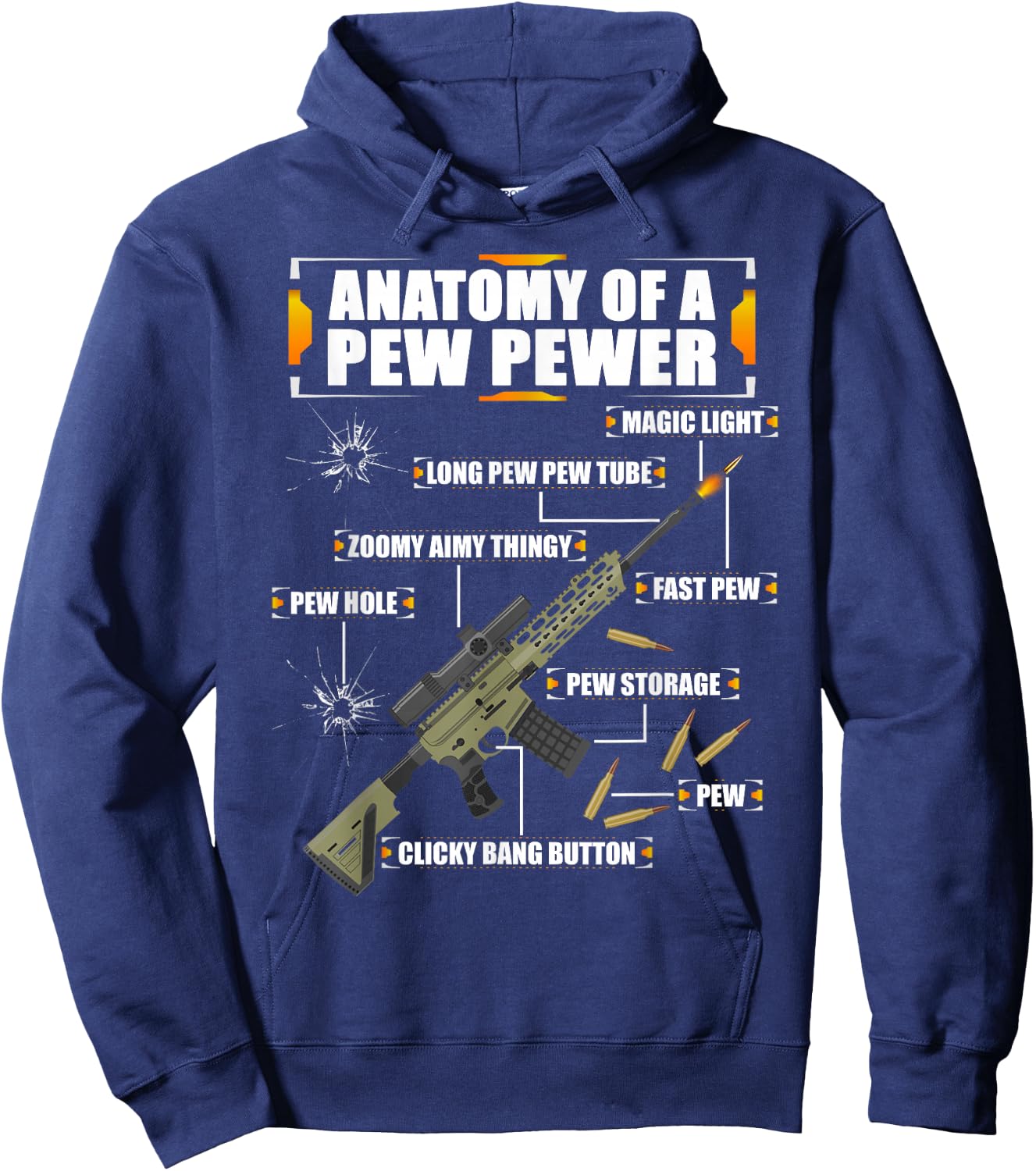 Anatomy of a Pew Pewer Machine Gun Weapons Saying Hoodie - Hoodie | Navy
