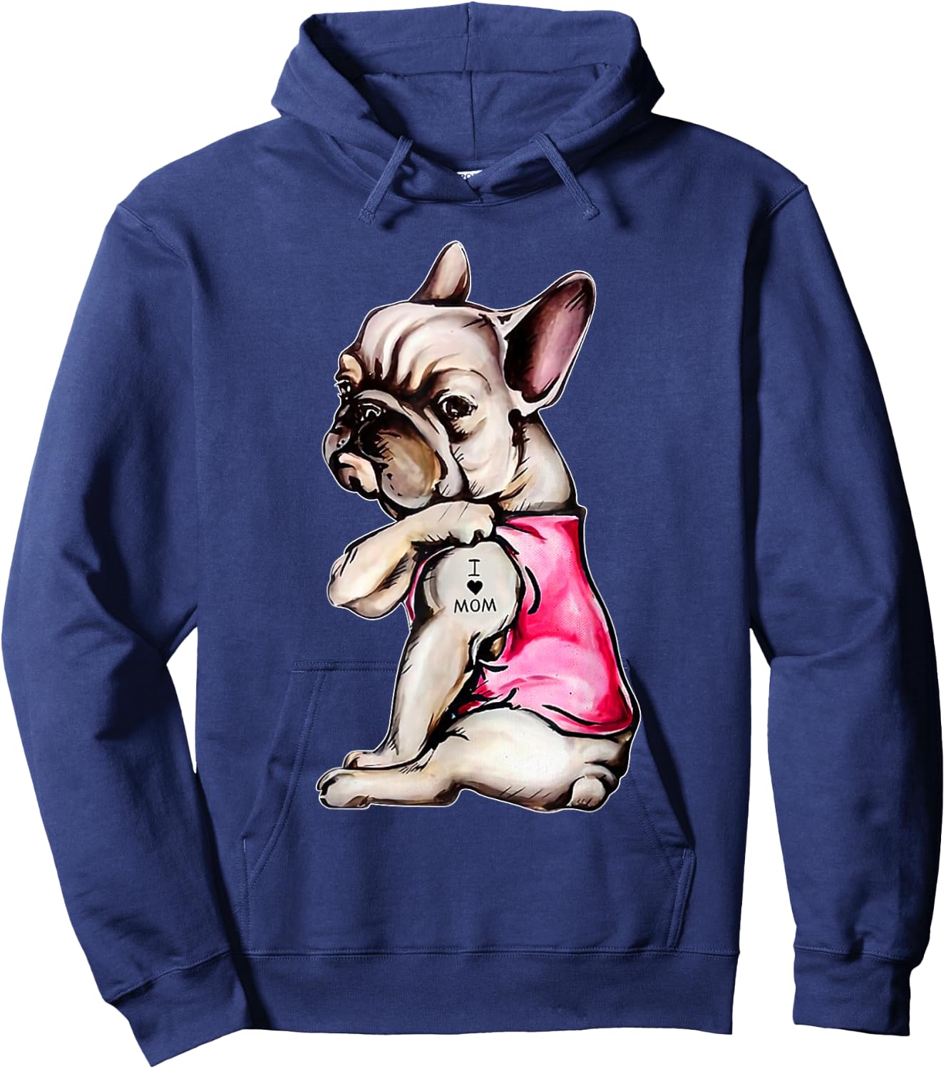 I Love Mom French Bulldog Dog Mom Gift Men Women Kids Hoodie - Hoodie | Navy