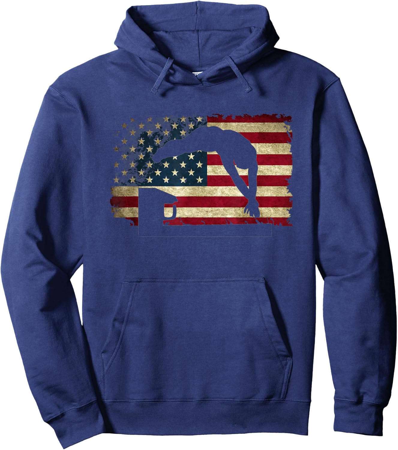 Swimming Swim Team Distressed American Flag USA Swimmer Gift Hoodie - Hoodie | Navy