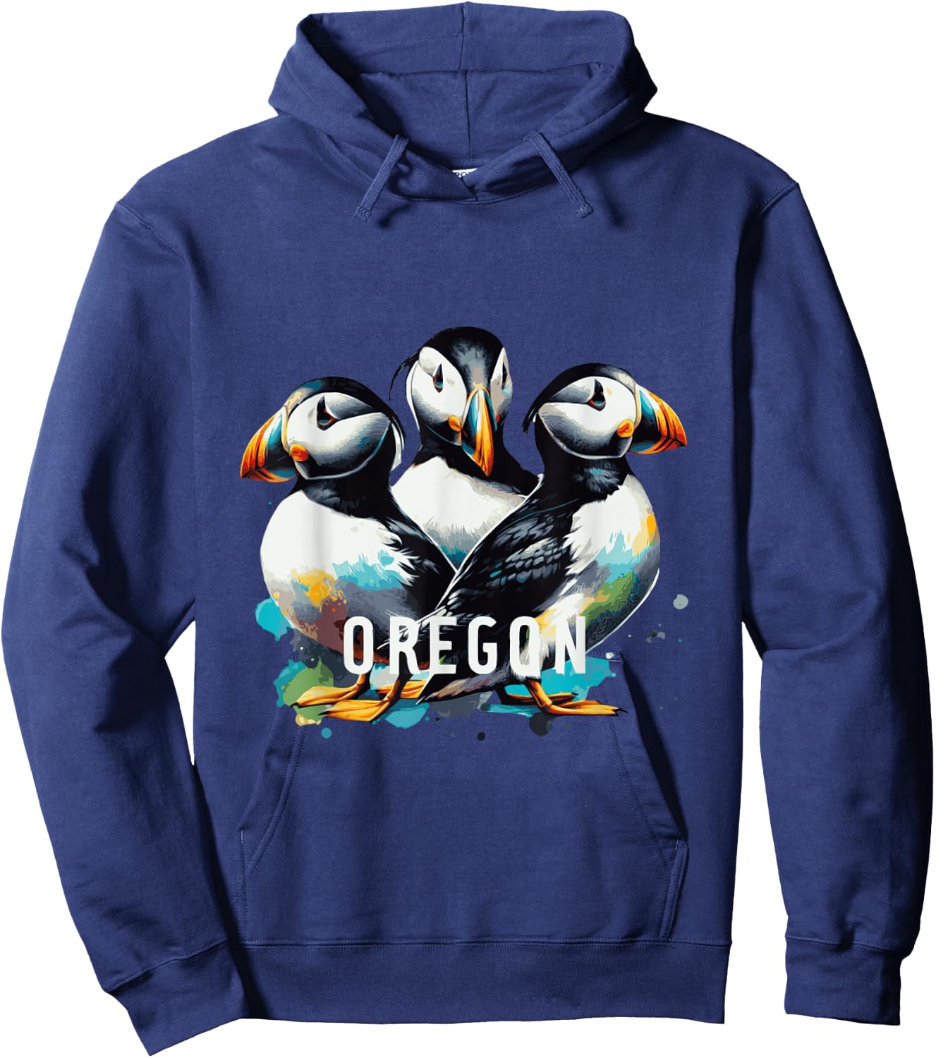 Oregon Puffins Cute birds water color Hoodie - Hoodie | Navy