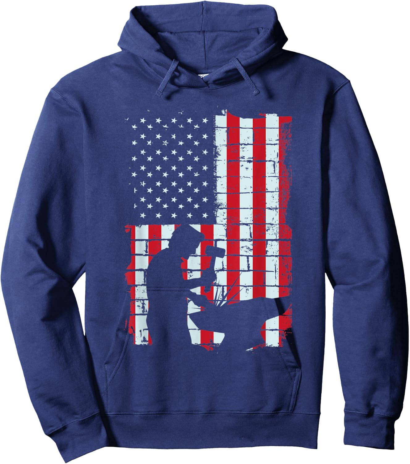 American Flag Blacksmith Gift | Metalsmith Farrier Craftsman Hoodie - Hoodie | Navy