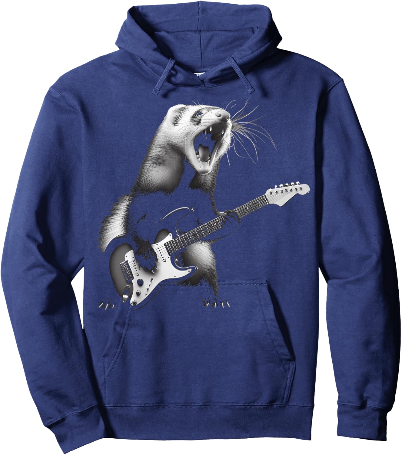 Ferret Playing Guitar Rock and Roll Rock Star Men Women Kids Hoodie - Hoodie | Navy