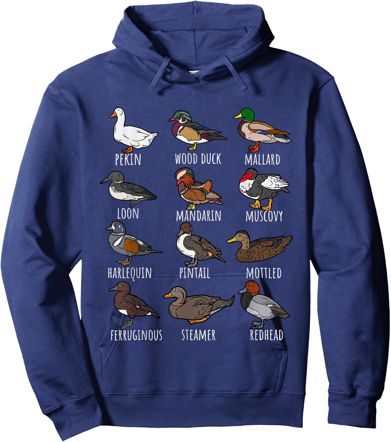 Cute Duck Waterfowl Animal Species Types,Duck Wildlife Lover Hoodie - Hoodie | Navy
