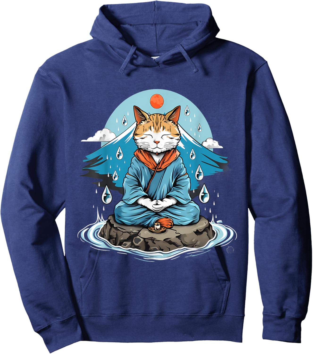 Cat Meditation Buddhist Zen Buddha Hindu Mountain Yoga Men Women Kids Hoodie - Hoodie | Navy