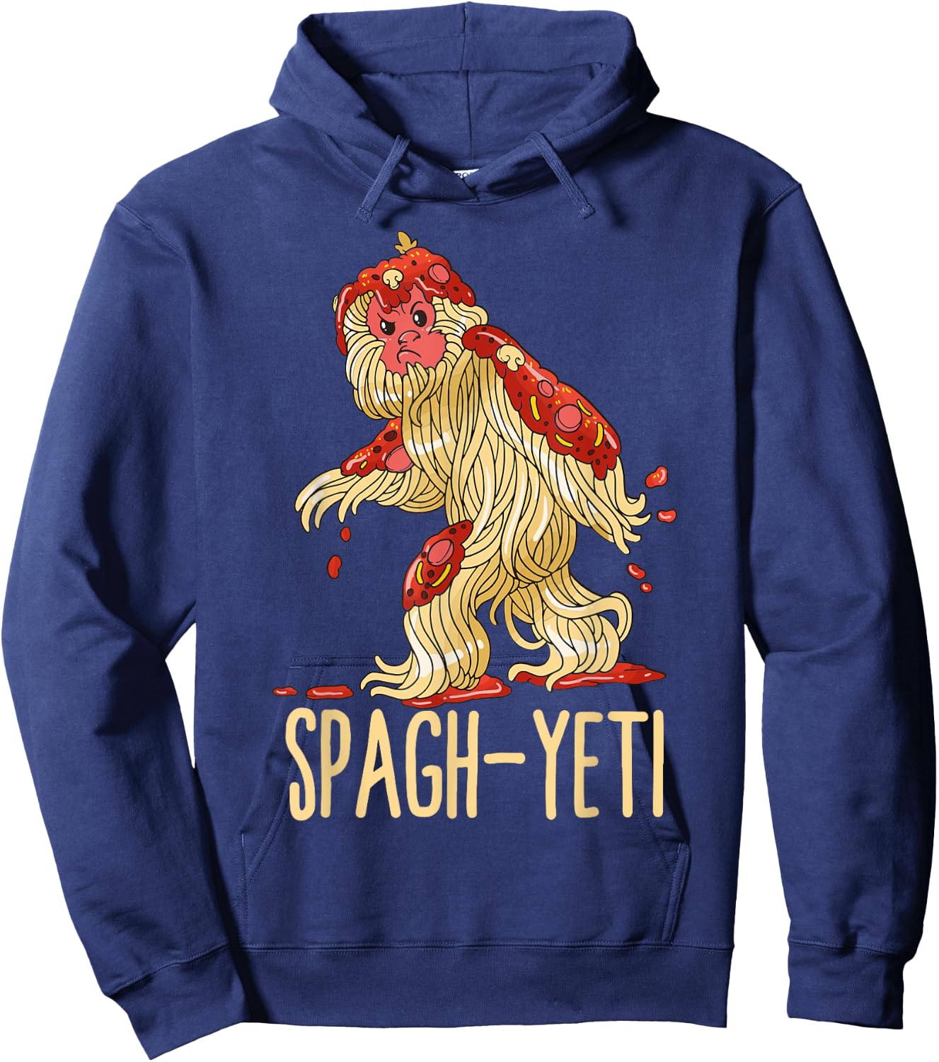 Spag-Yeti Spaghetti Spagyeti Funny Ramen Noodle Pasta Hoodie - Hoodie | Navy