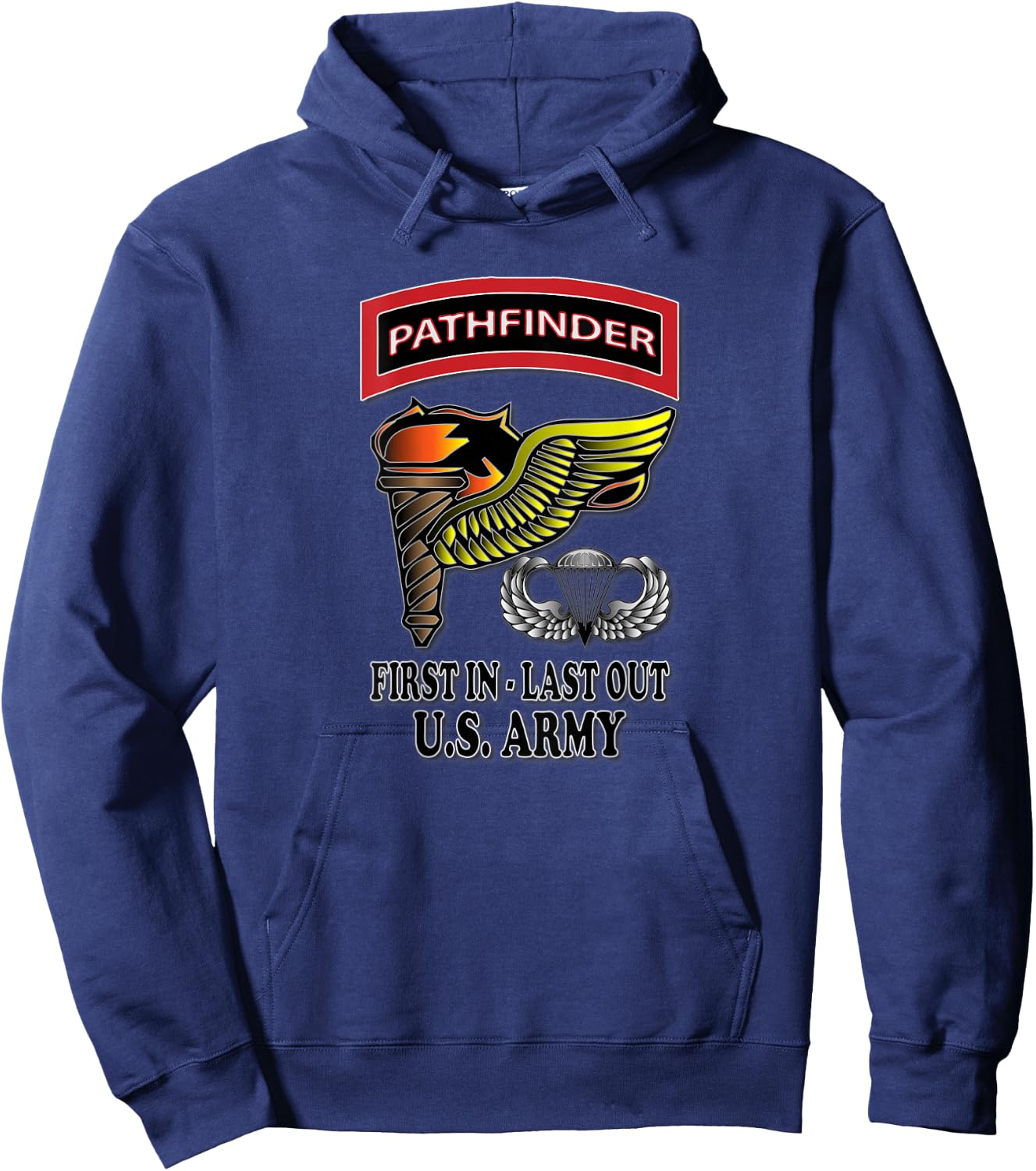 Relaxed Lifestyle Products U.S. Army Pathfinder - Men's Black Classic Fit Short Sleeve Cotton Blend - Small Hoodie - Hoodie | Navy