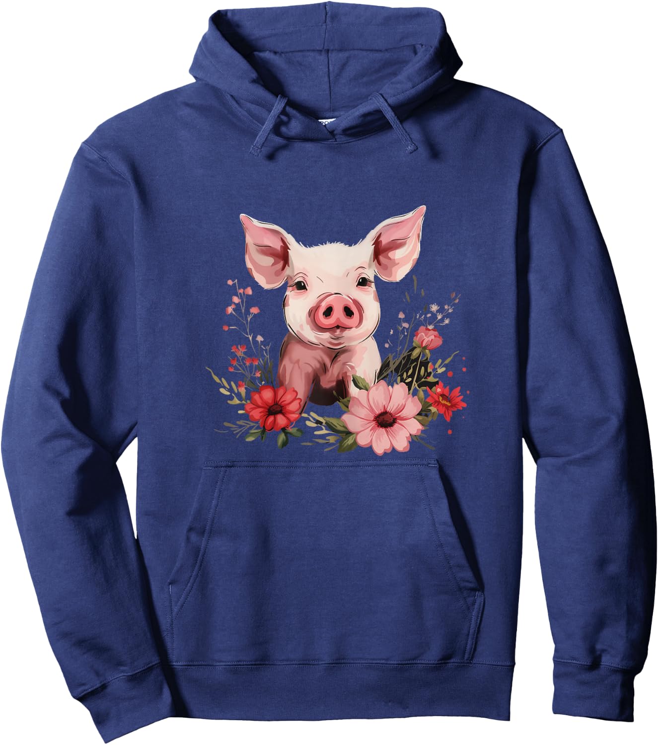 Pig Vintage Flowers Funny Cute Farm Animal Farming Farmer Hoodie - Hoodie | Navy