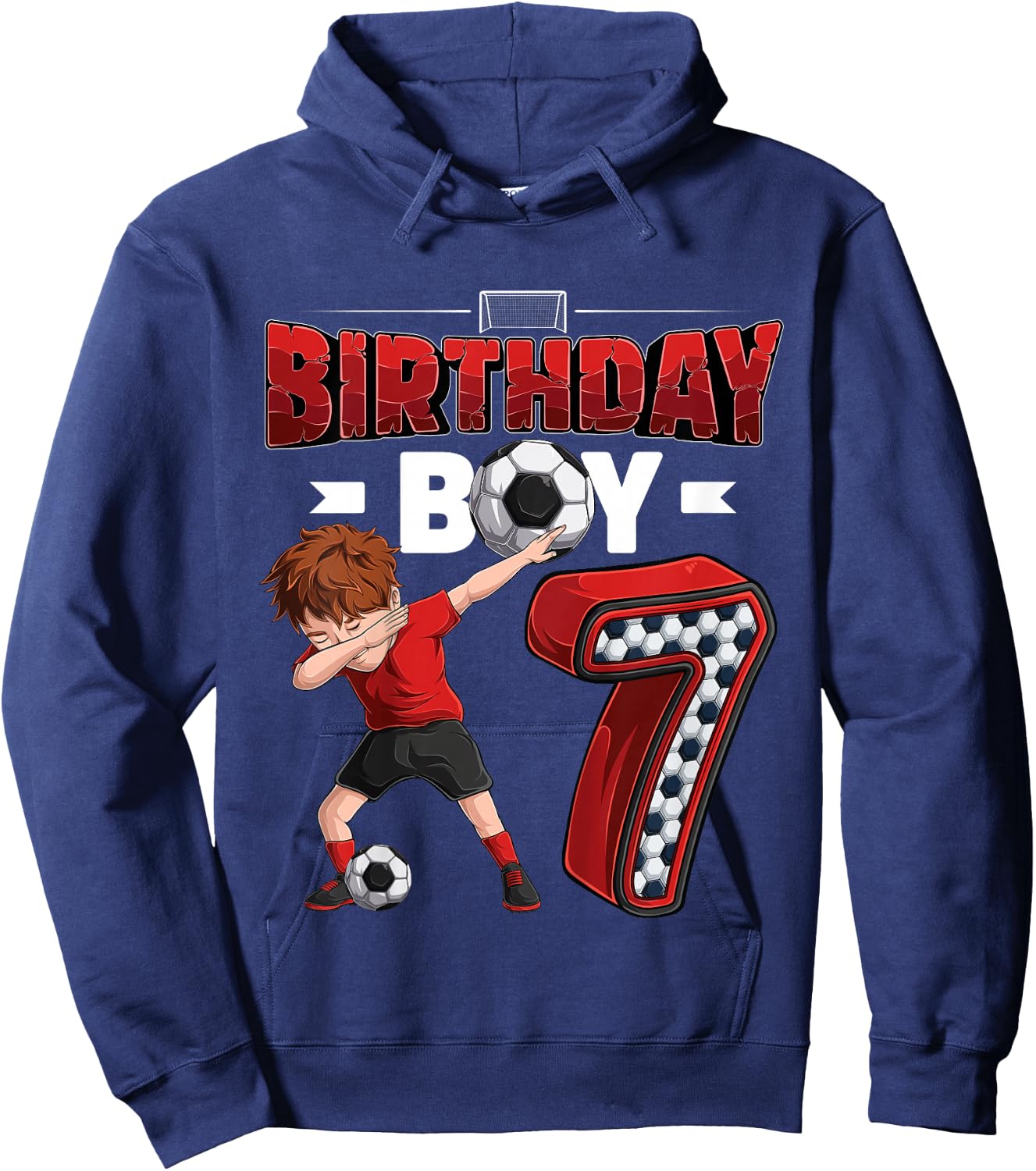 Kids Dabbing boy 7 Year Old Soccer Player 7th Birthday Party Hoodie - Hoodie | Navy