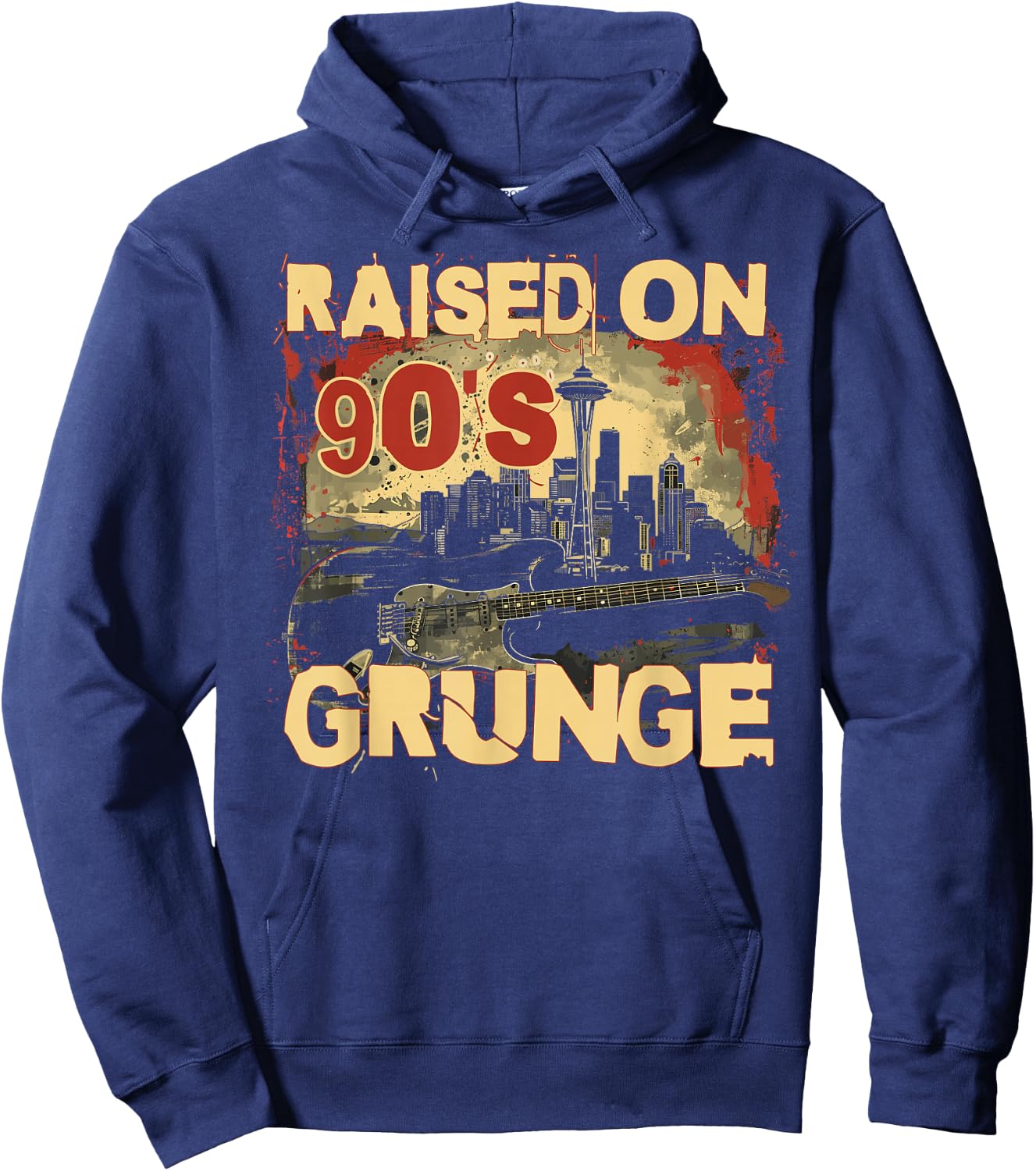 Raised On 90's Grunge Rock Music Lover Hoodie - Hoodie | Navy