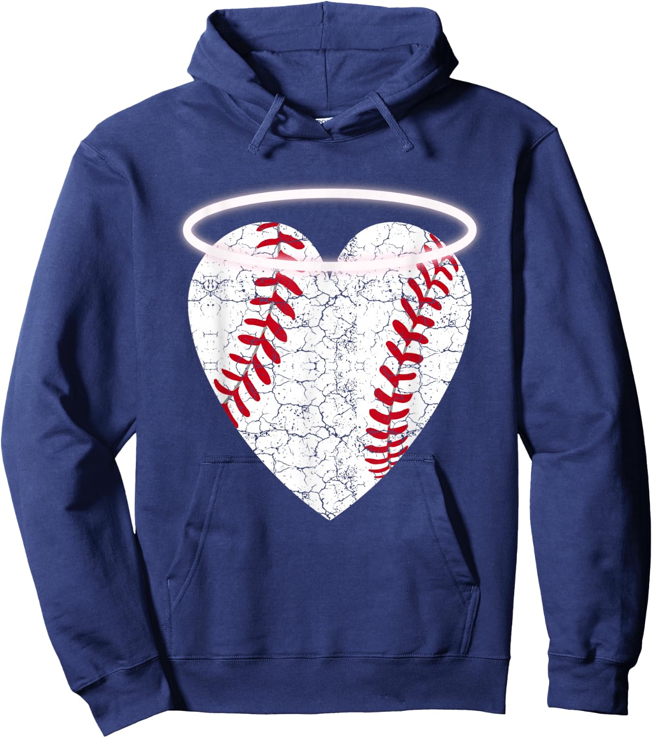 Vintage Angel Baseball Heart with Halo Hoodie - Hoodie | Navy