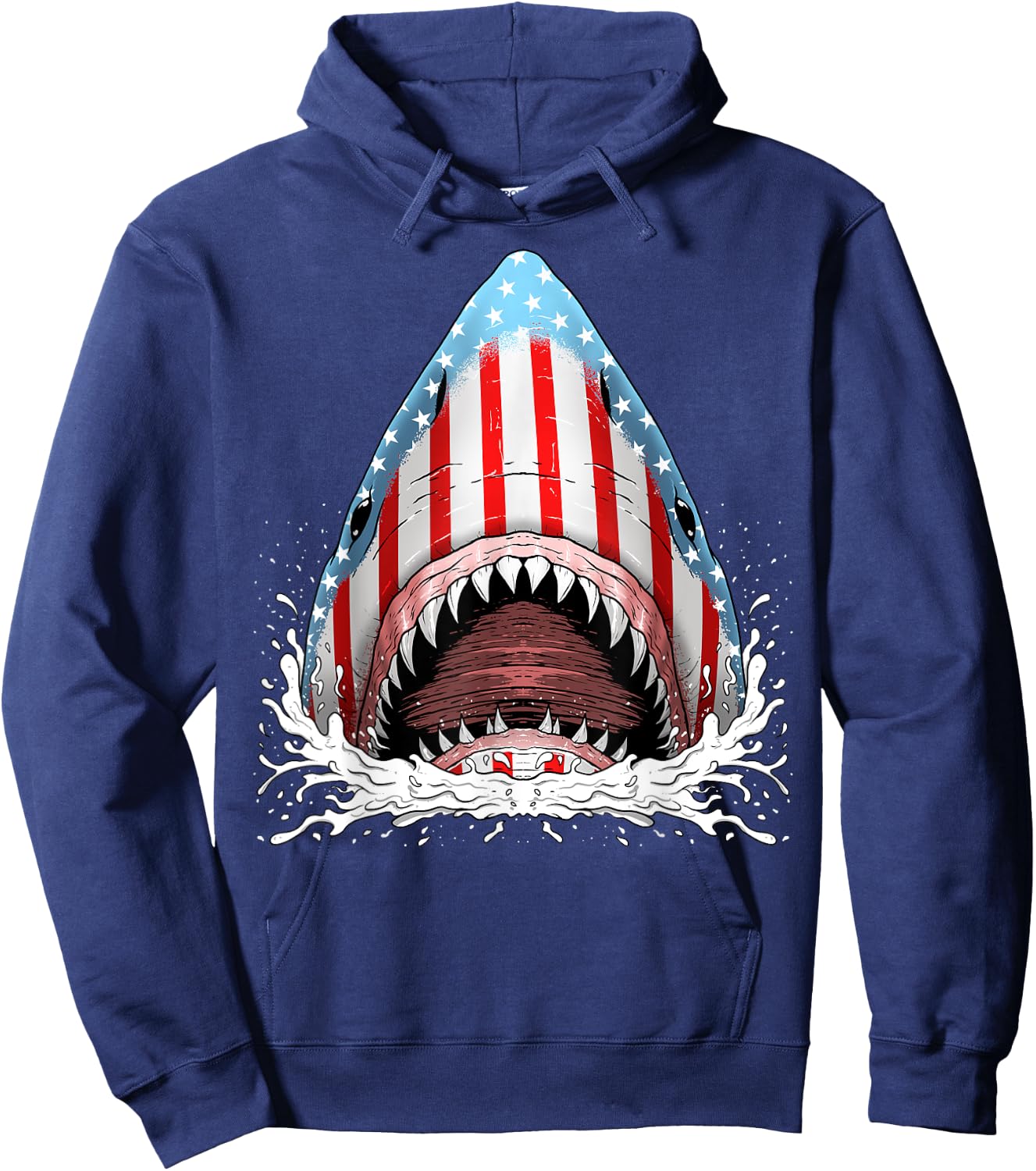 Funny Shark American Flag Jawsome 4th Of July Kids Boys Gift Hoodie - Hoodie | Navy