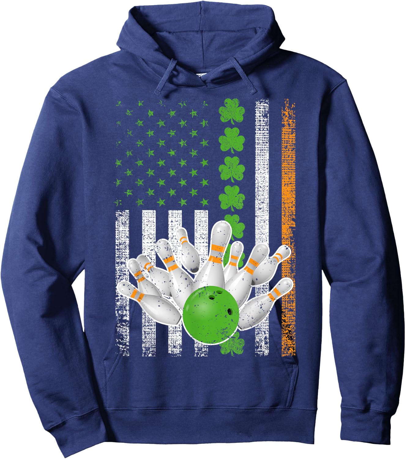 Irish American Flag Lucky Bowling St Patrick's Day Kids Men Hoodie - Hoodie | Navy