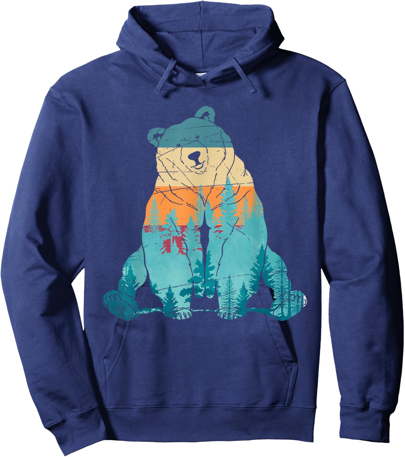 Grizzly Bear Animal of The Forest Nature Brown Bear Retro Brown Bear Hoodie - Hoodie | Navy