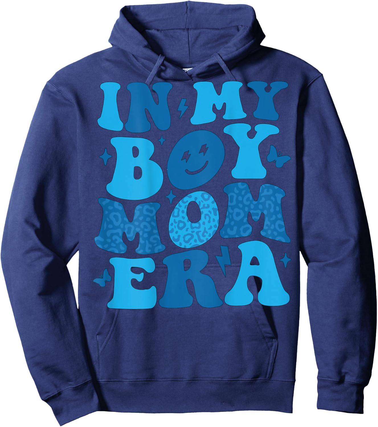 In My Boy Mom Era Groovy New Mama Club Retro Gender Reveal Hoodie - Hoodie | Navy