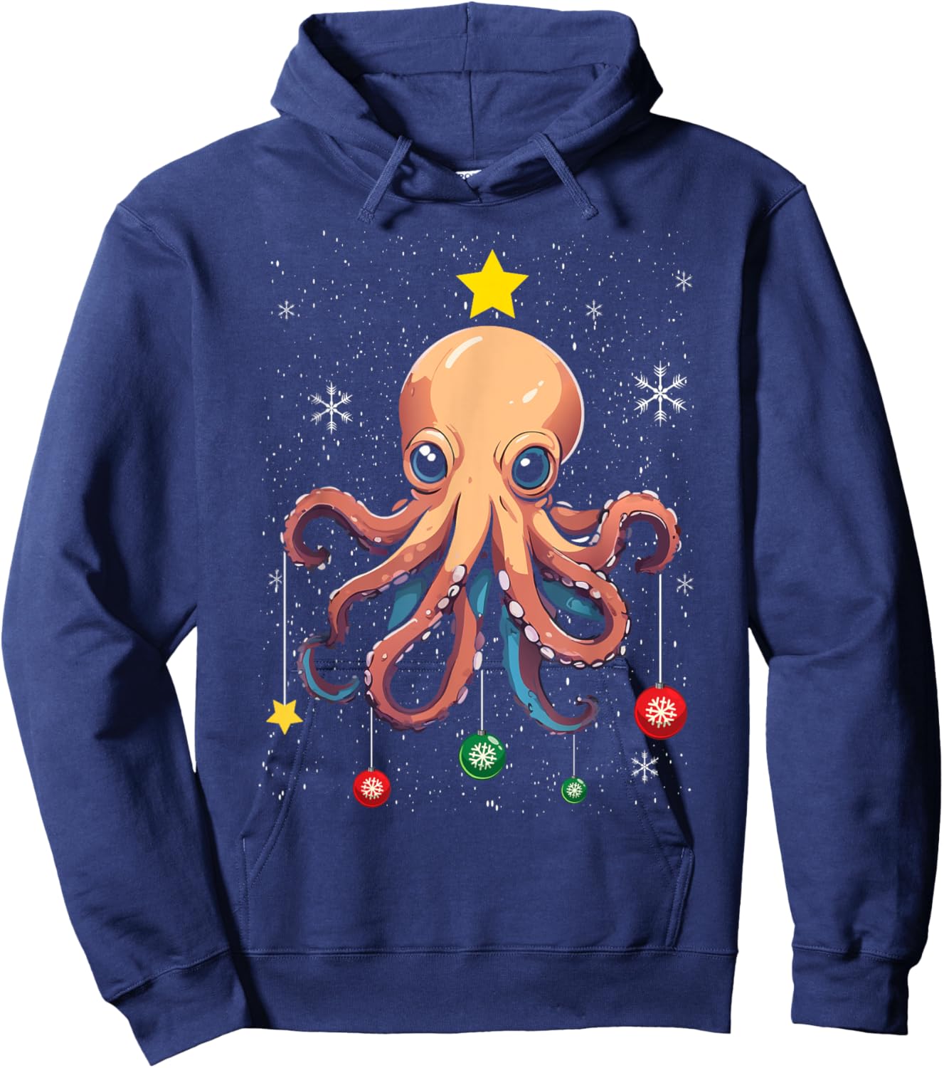 Octopus Christmas Tree Christmas Pajama Cute Animal X-Mas Hoodie - Hoodie | Navy