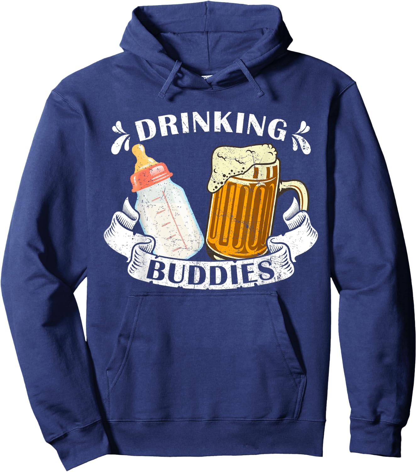 Drinking Buddies Dad And Baby Drinking Team Father's Day Hoodie - Hoodie | Navy