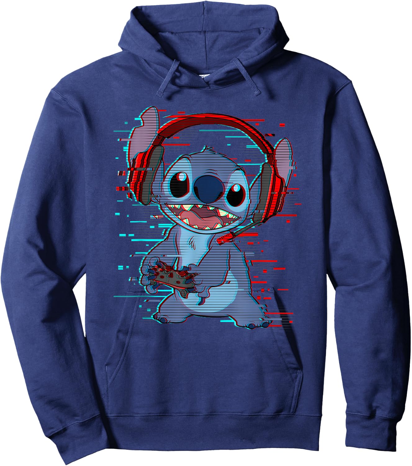Disney Lilo & Stitch Gamer Glitch Headset and Controller Hoodie - Hoodie | Navy