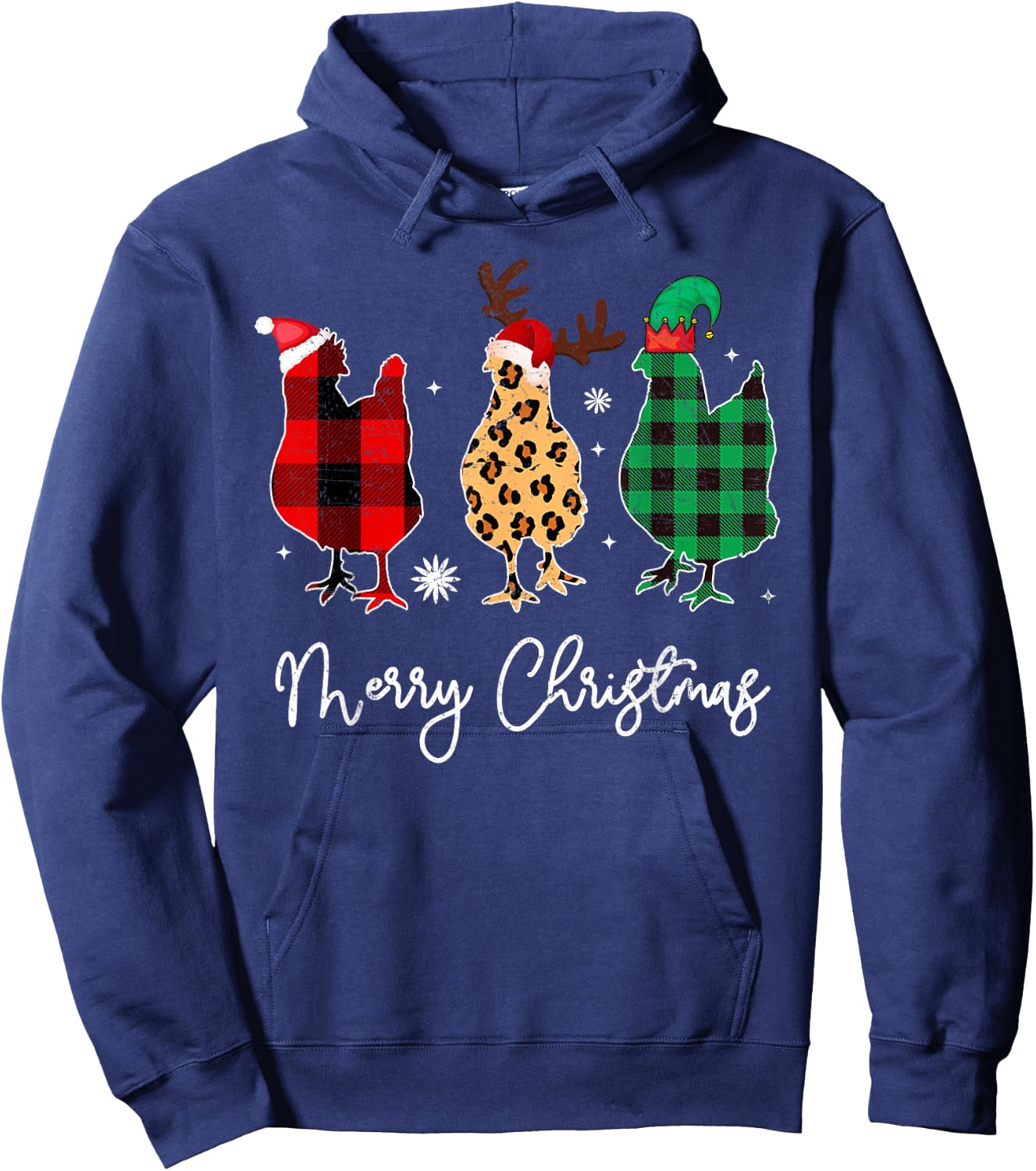 Merry Christmas Chickens Hoodie - Hoodie | Navy