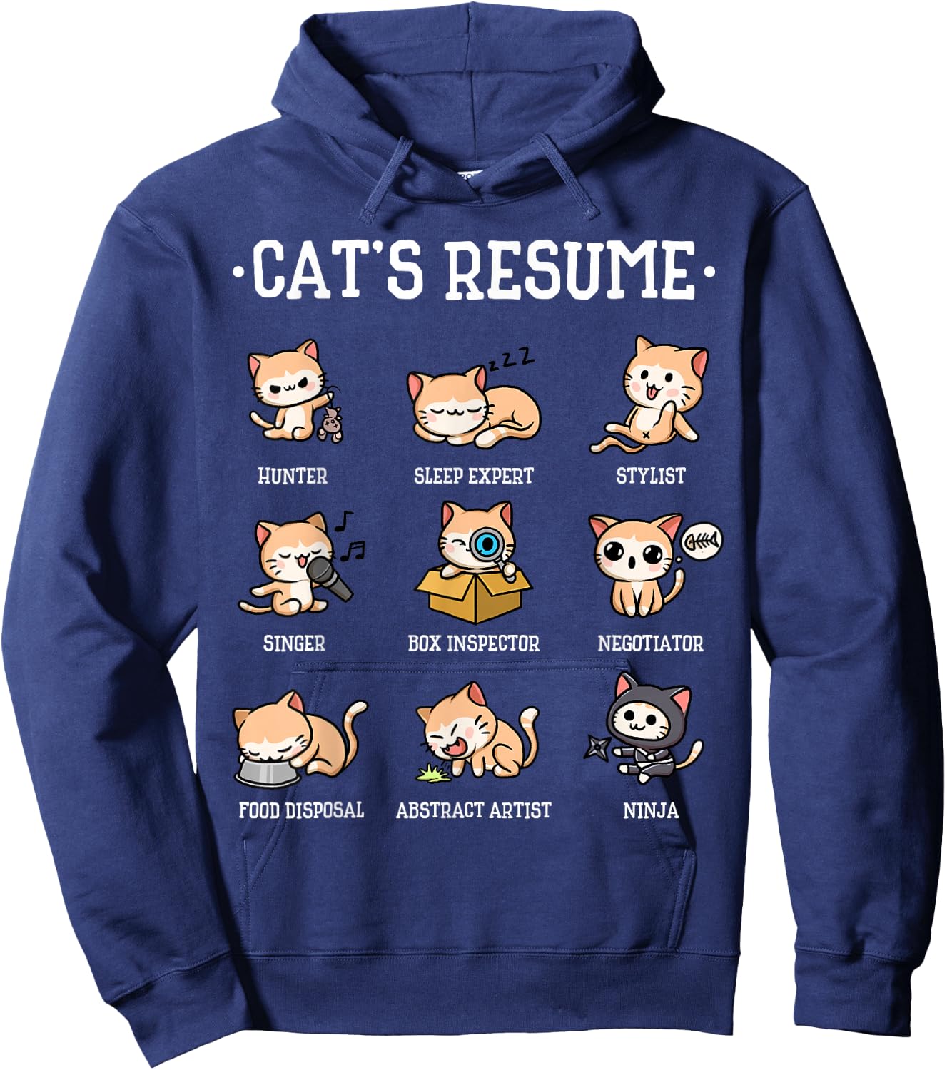 Funny Cat Shirt Cat's Resume Life of A Cat Animal Hoodie - Hoodie | Navy
