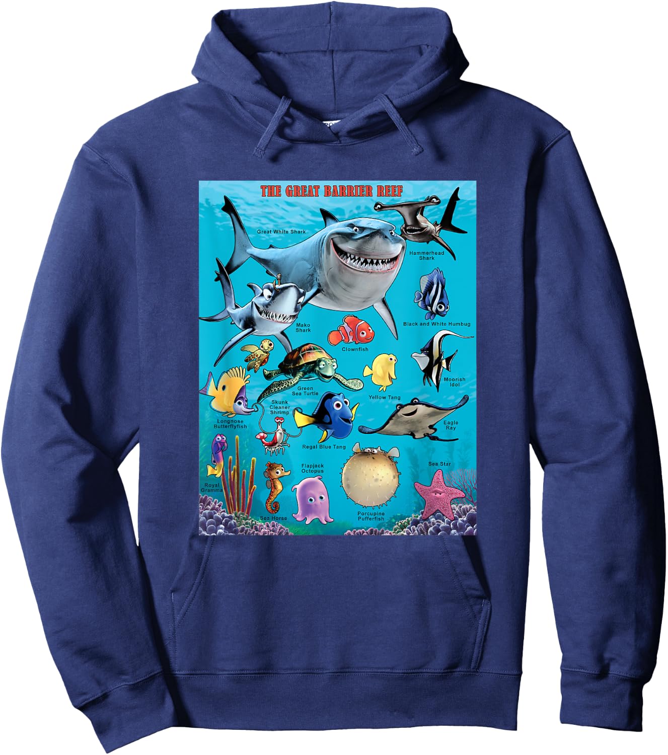 Disney Pixar Finding Nemo The Great Barrier Reef Group Shot Hoodie - Hoodie | Navy