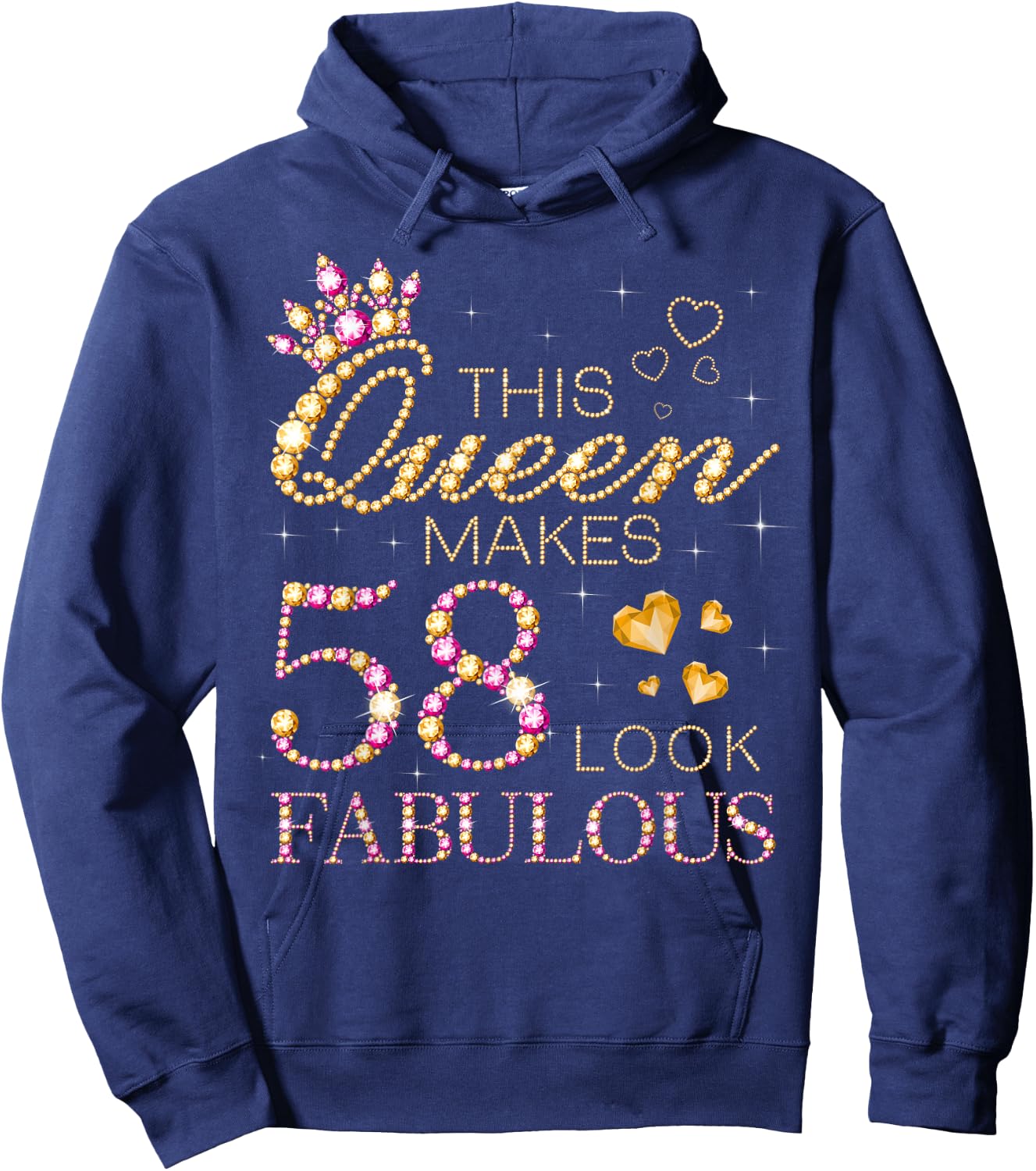 This Queen Makes 58 Look Fabulous 58th Birthday Queen B-day Hoodie - Hoodie | Navy