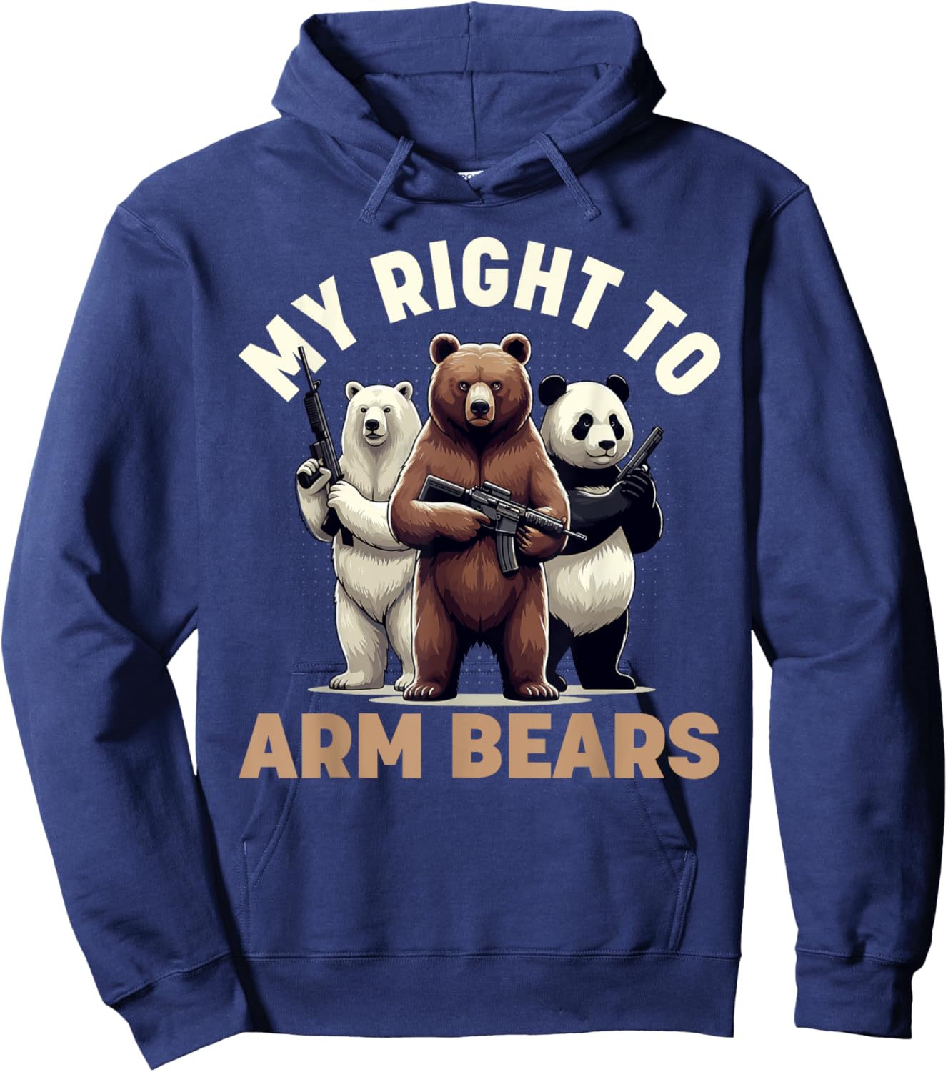My Right to Arm Bears Funny Graphic Meme Polar Grizzly Panda Hoodie - Hoodie | Navy