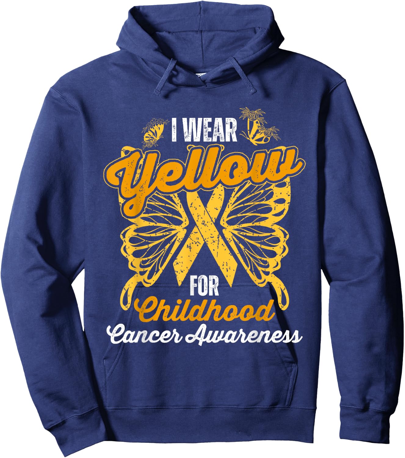 I Wear Yellow For Childhood Cancer Awareness Support Hoodie - Hoodie | Navy