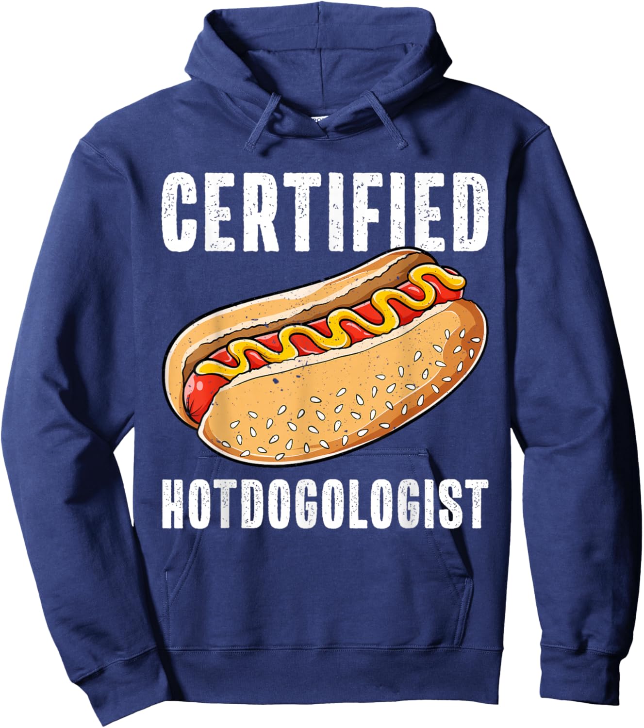 Certified Hotdogologist Funny Sausage Hotdog Lover Hoodie - Hoodie | Navy
